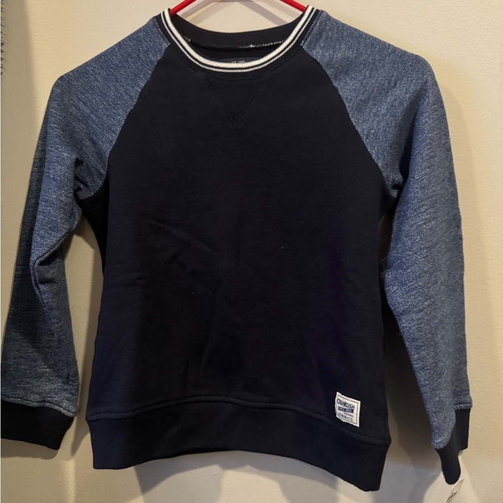 NWT OshKosh B'gosh Navy and Heather Blue Crewneck Sweater. Size 8